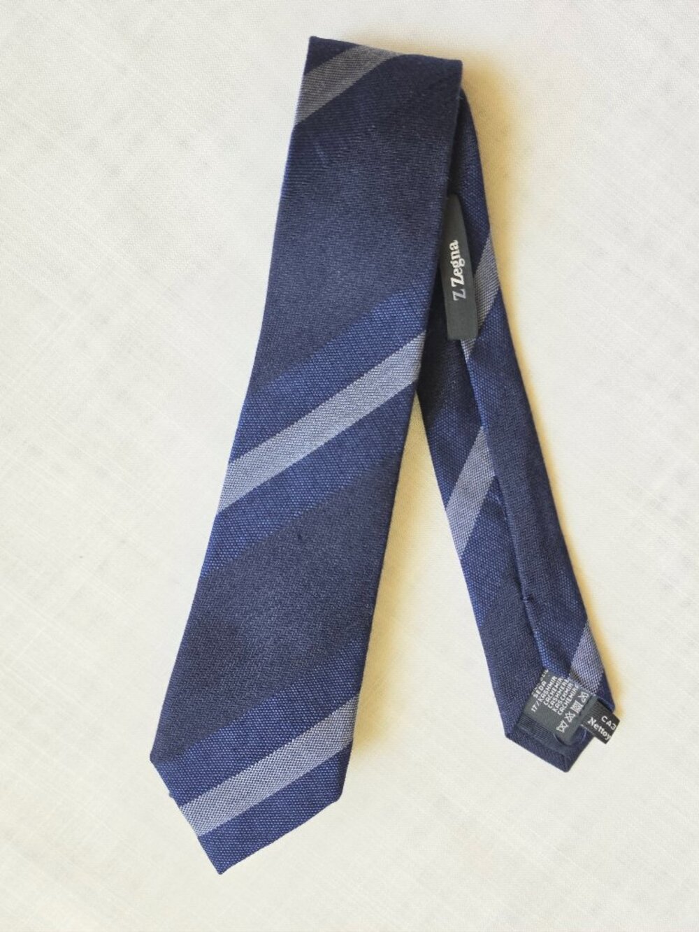Z ZEGNA Men's Tie Silk Cashmere Skinny ITALY LUXURY Navy Gray Black 2.5"x60"